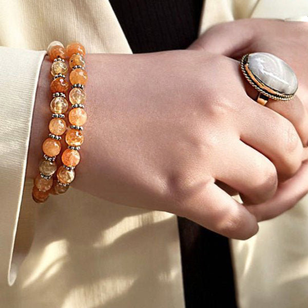 طقم ناردين من العقيق - معدن فضي