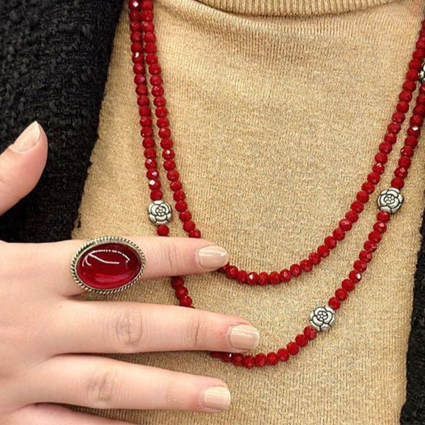 مجموعة زهور الكريستال - مطلية بالفضة