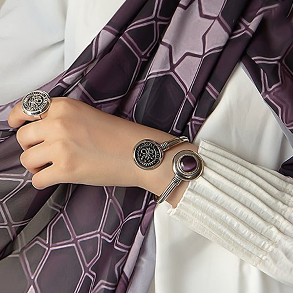 طقم "السعادة" الأنيق - مطلي بالفضة والعقيق الأرجواني