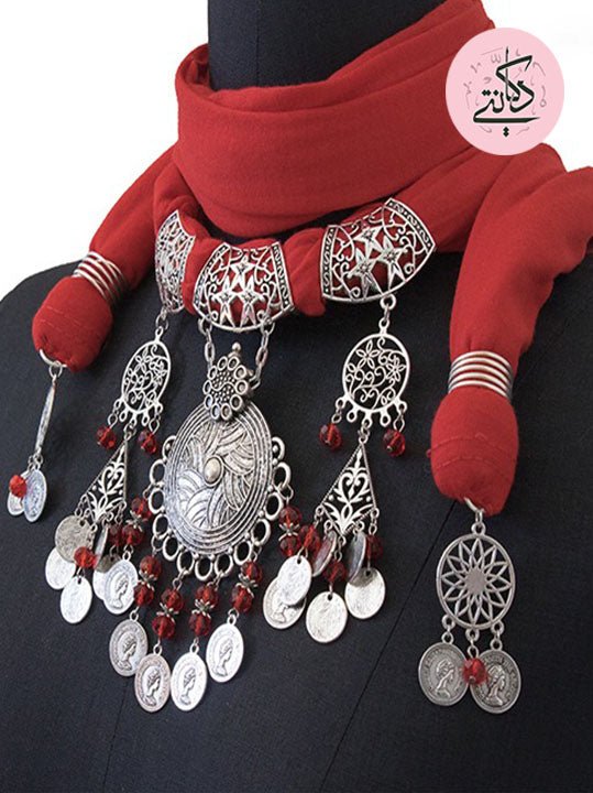 Rayan Necklace Scarf - Red