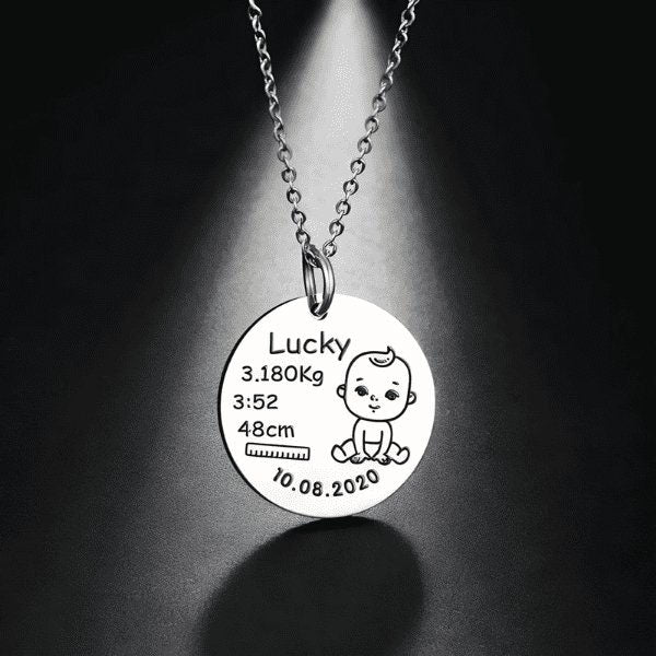 The Baby's Simple Details Necklace - Silver Plated