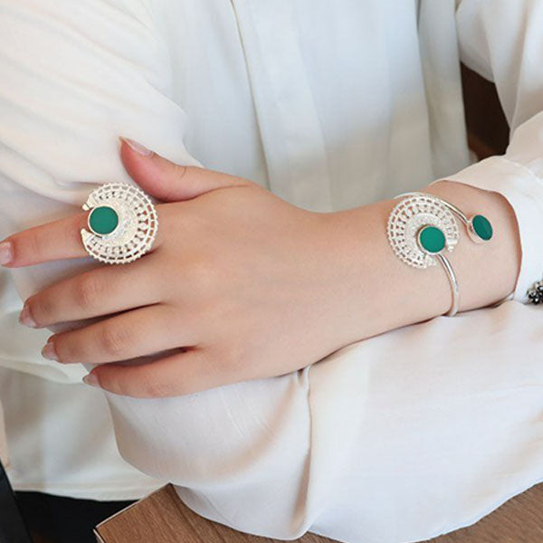 طقم فيروز - مطلي بالفضة