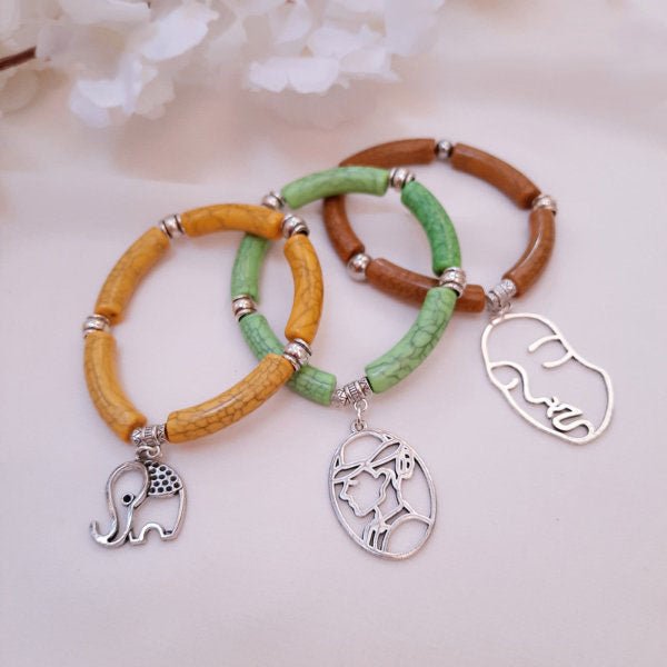 Isabella Acrylic Bracelet Set - Silver Plated