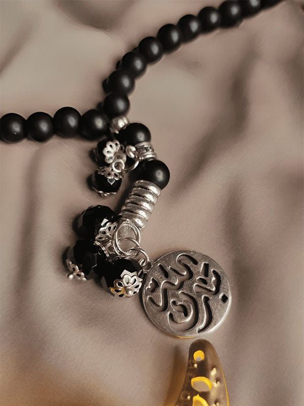 مسبحة رضوى - أحجار سوداء مطفية