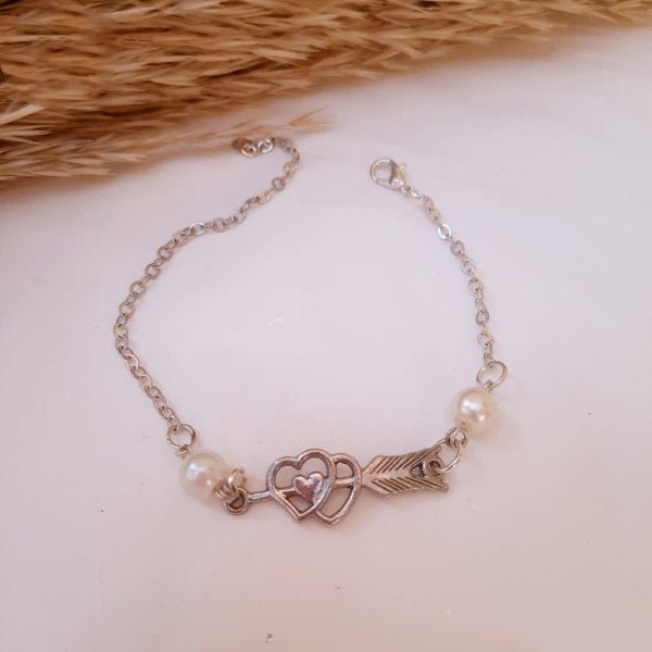Heart with Arrows Bracelet - Pearl
