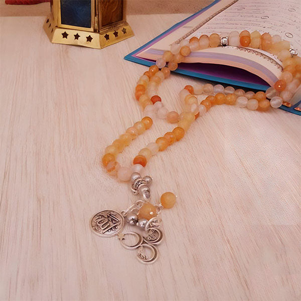 مسبحة عهود من العقيق - مطلية بالفضة