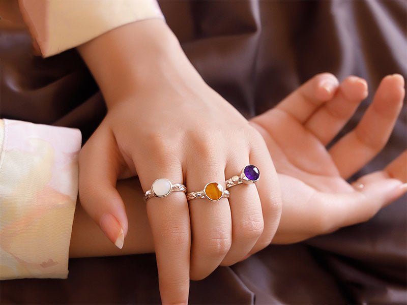 خاتم تيليا - مطلي بالفضة