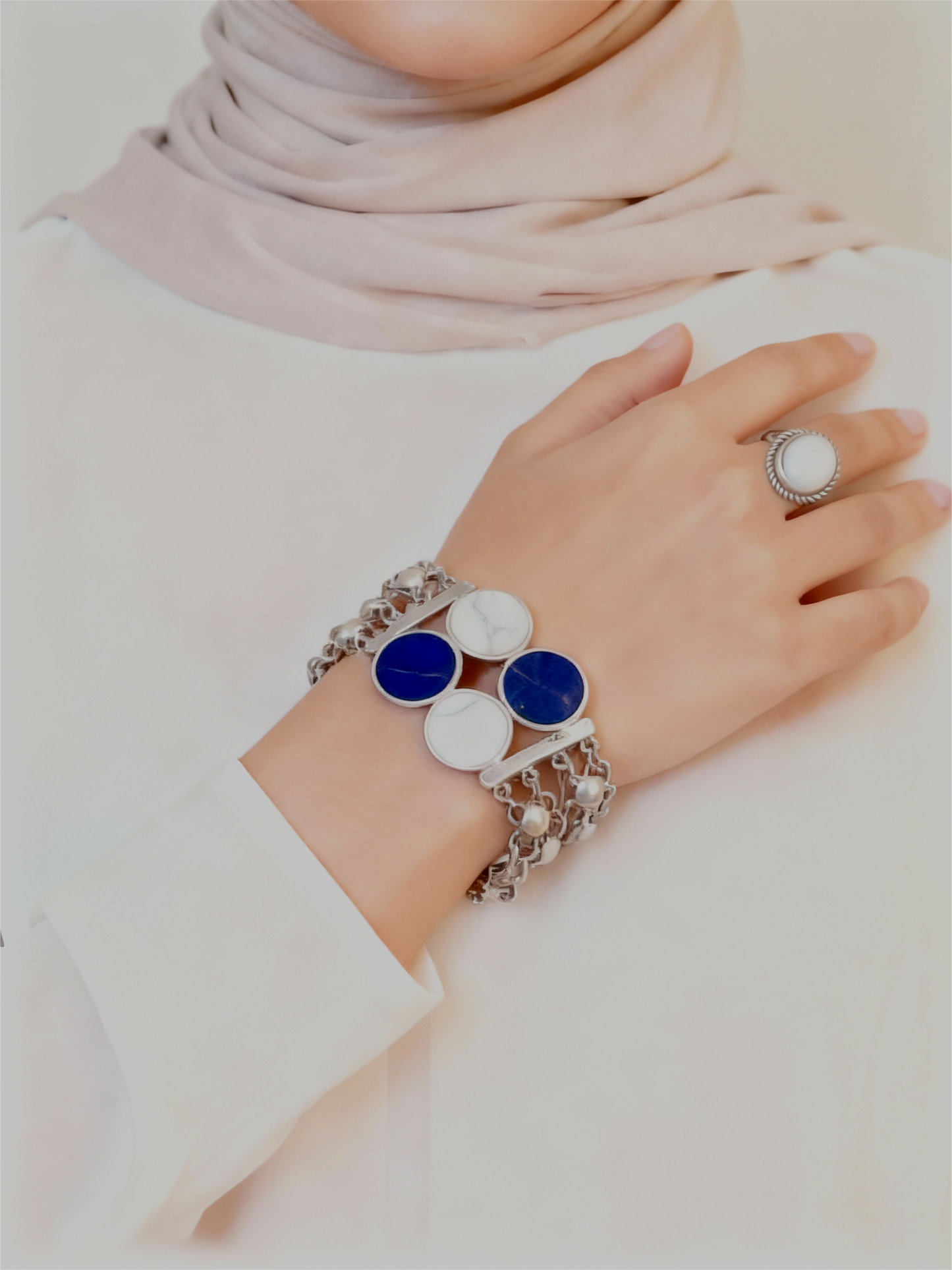 Eman Blue Set - Silver Plated
