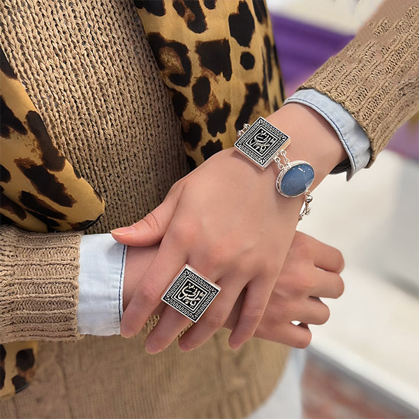 طقم "يا مسهرني" - مطلي بالفضة