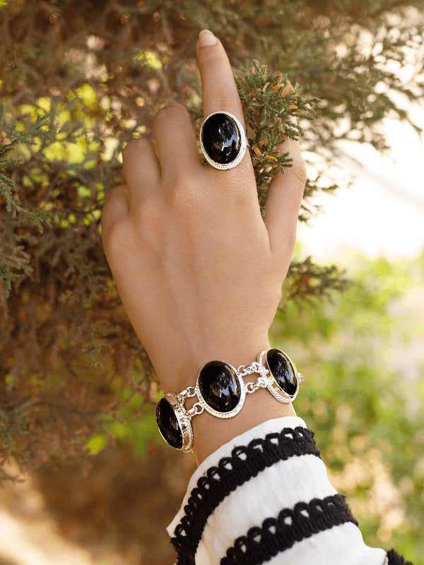 طقم نادين - مطلي بالفضة