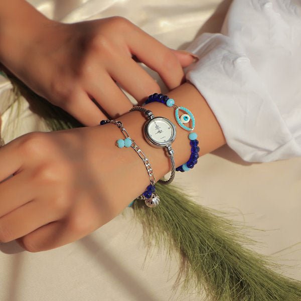 Blue Eye Watch Set - Blue Crystal