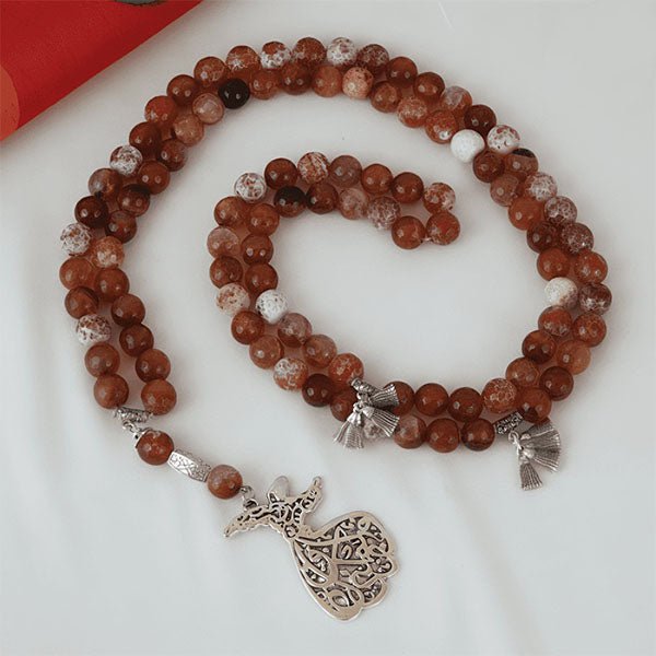Sofia Agate Rosary - Silver Plated