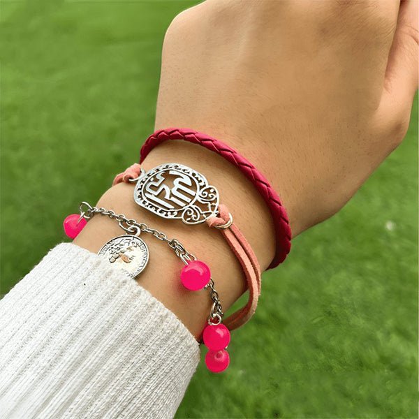 Marwa Simple Leather And Metal Bracelets