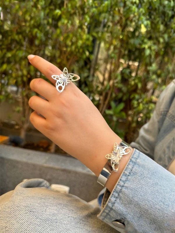 Simple Butterfly Set - Silver Plated