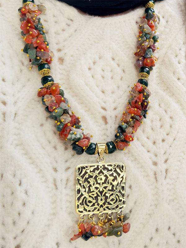Brown Broken Agate With Green Oily Agate Set
