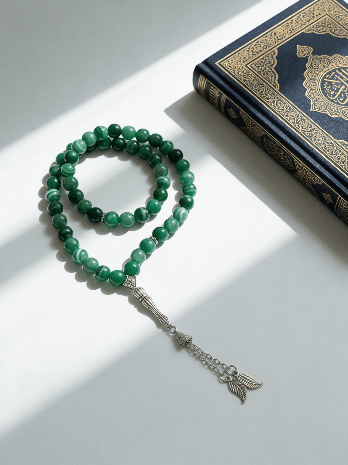 Green Oily Rosary - Agate Stones