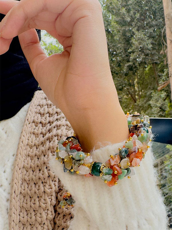 Brown Broken Agate With Green Oily Agate Set