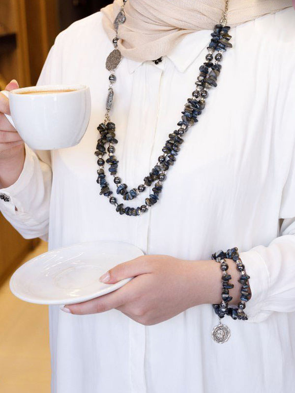 طقم رحمة - حجر العقيق والهيماتيت