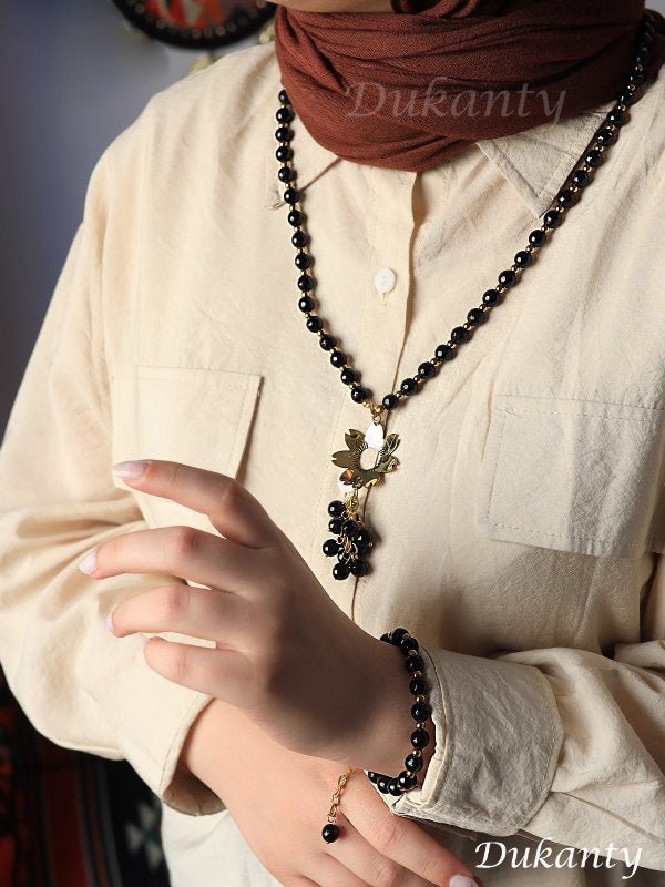 طقم زهور سوداء - أحجار أونيكس