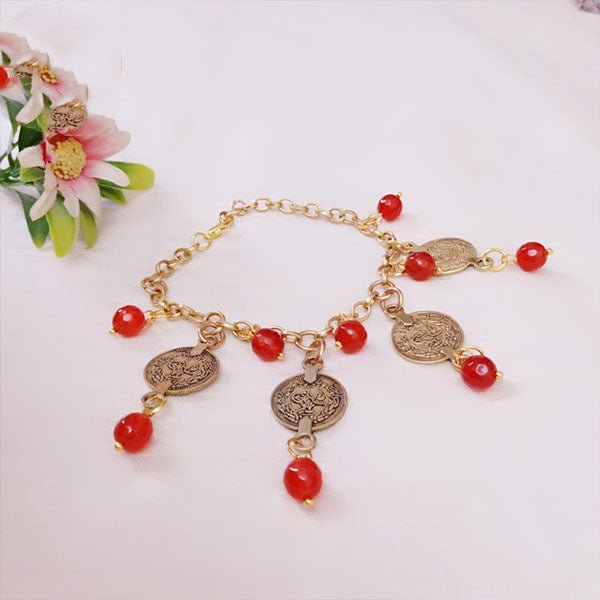 Coins Bracelet - Red Agate