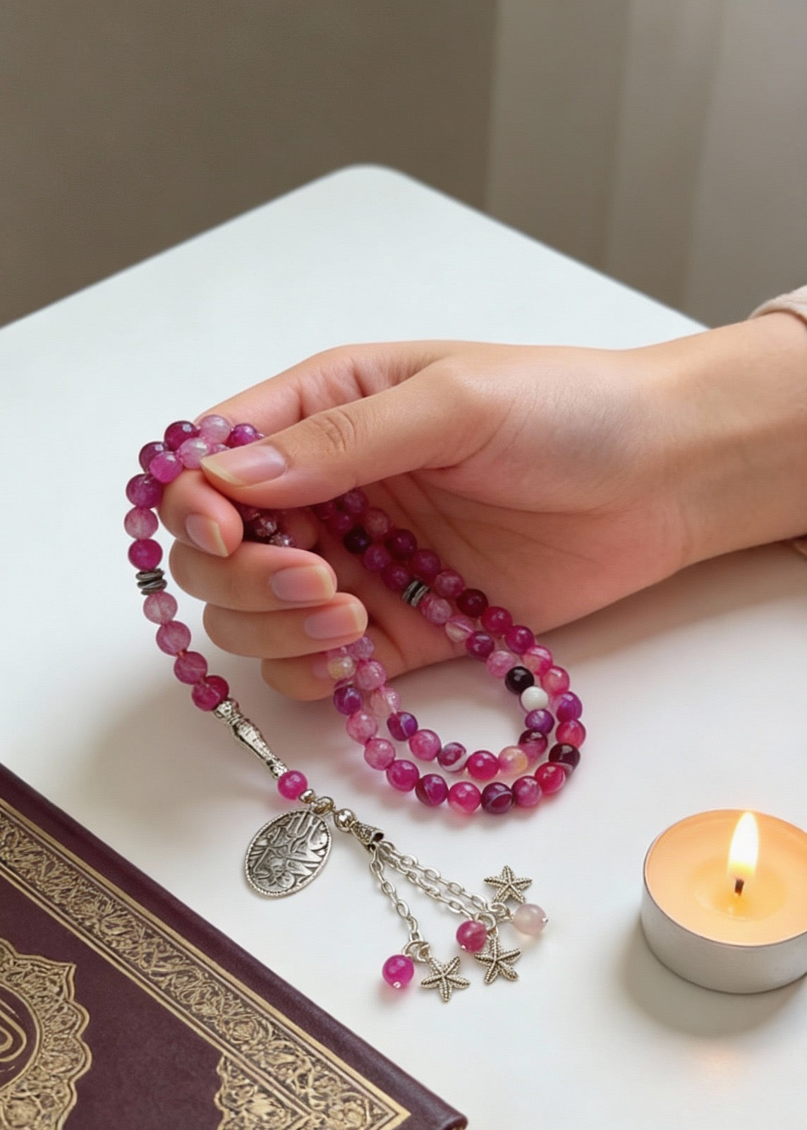 Pink Rosary - Agate Stones