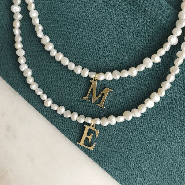 Sara Natural Pearl Customized Necklace - Gold Plated