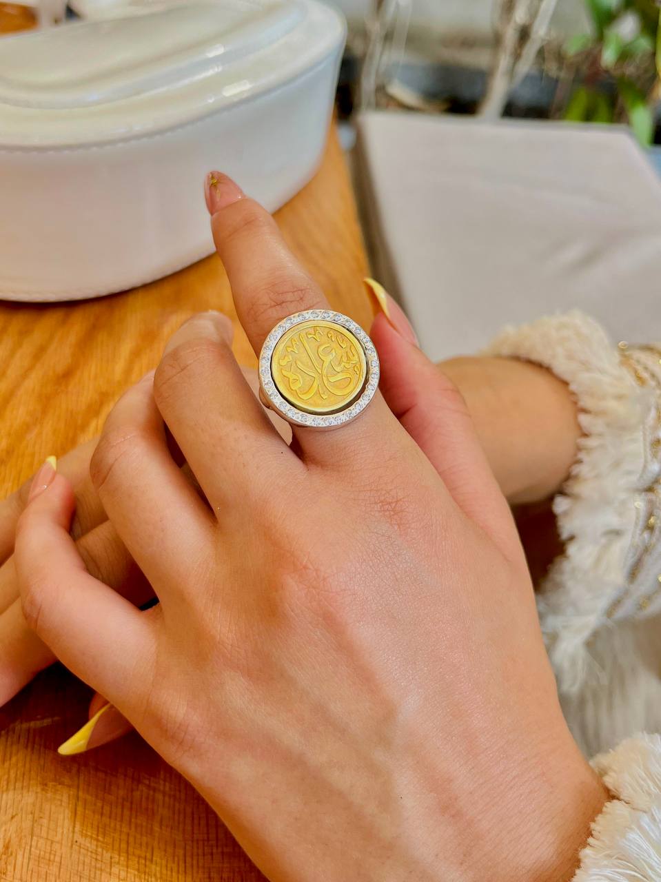 خاتم سعادة - مطلي بالذهب
