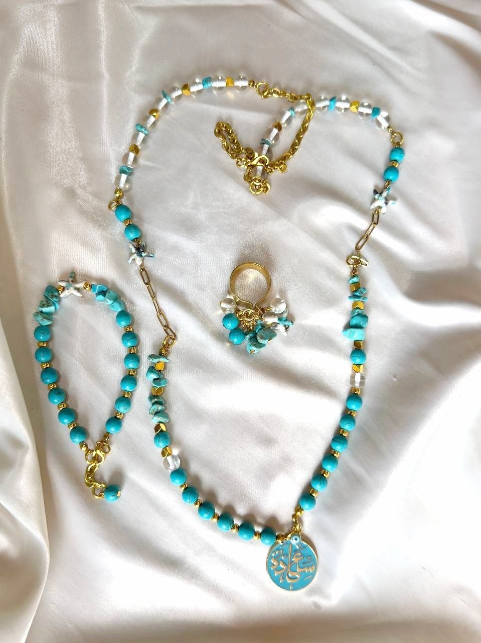 Reham Set - Turquoise And Acrylic Stones