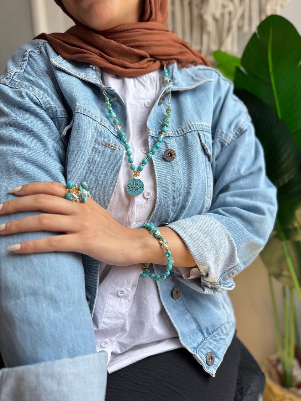 Reham Set - Turquoise And Acrylic Stones