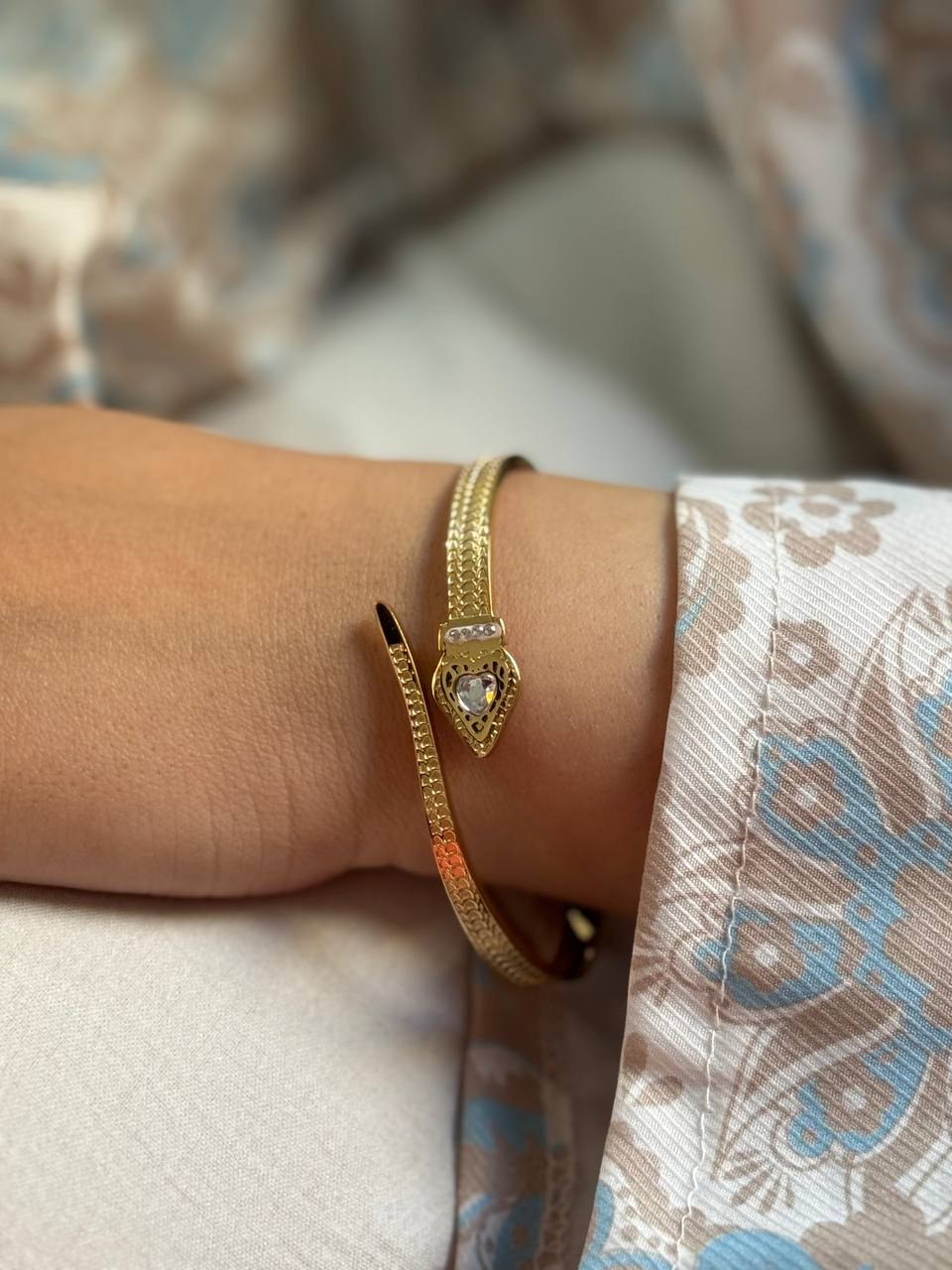 White Snake Bangle - Stainless Steel