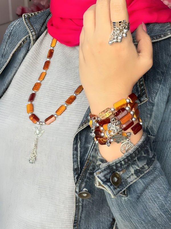 مجموعة بسمة البسيطة - أكريليك ومعدن فضي