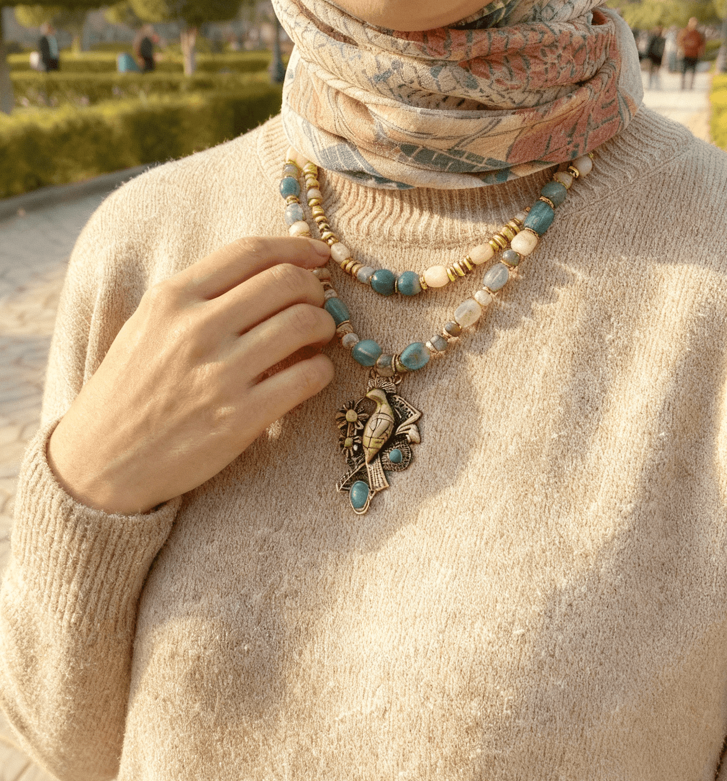 Rawnaq Stones Necklace - Pure Copper