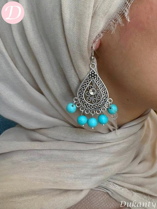 أقراط حبيبة - معدن فضي