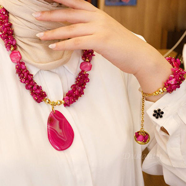 طقم نازلي - أحجار العقيق والصدف الطبيعي