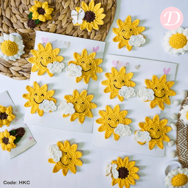 ربطات شعر كروشيه على شكل شمس