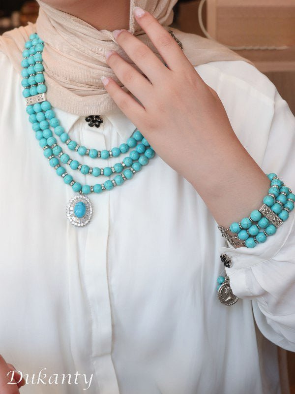 طقم داليا - أحجار فيروزية طبيعية