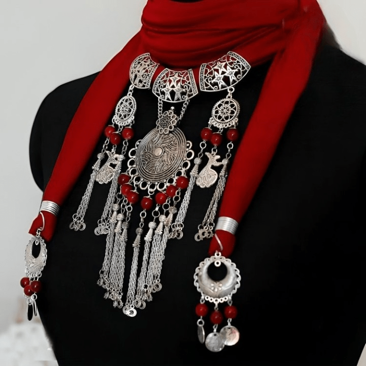 Linda Necklace Scarf - Red