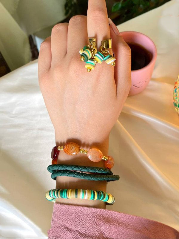 Yara Magnificent Set - Leather And Agate