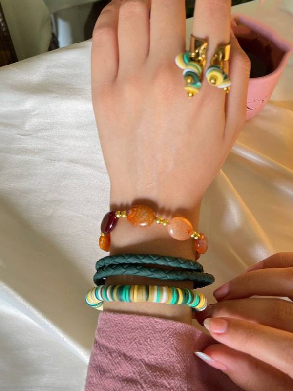Yara Magnificent Set - Leather And Agate