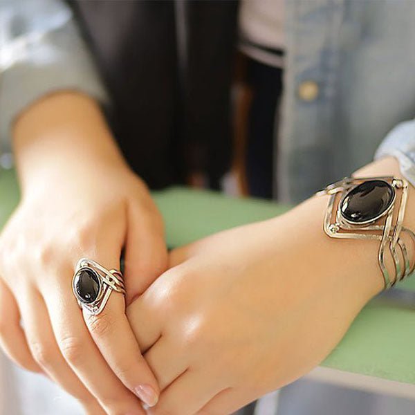 مجموعة ياسمين جويل مطلية بالفضة السوداء