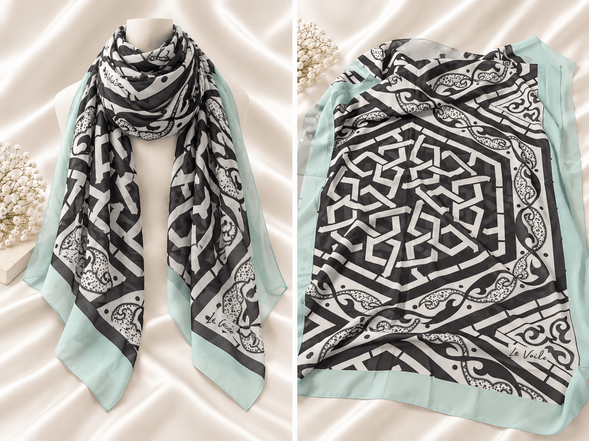 Noura Scarf - Crepe Chiffon - Green