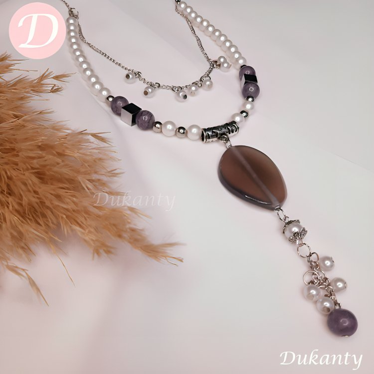 Fatma Set - Pearl And Agate Stones