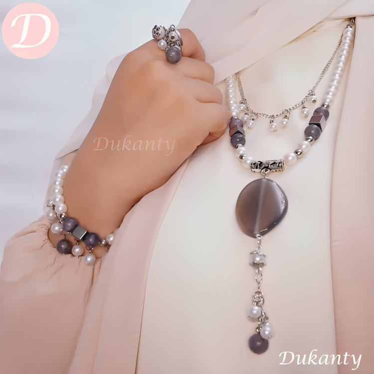 Fatma Set - Pearl And Agate Stones