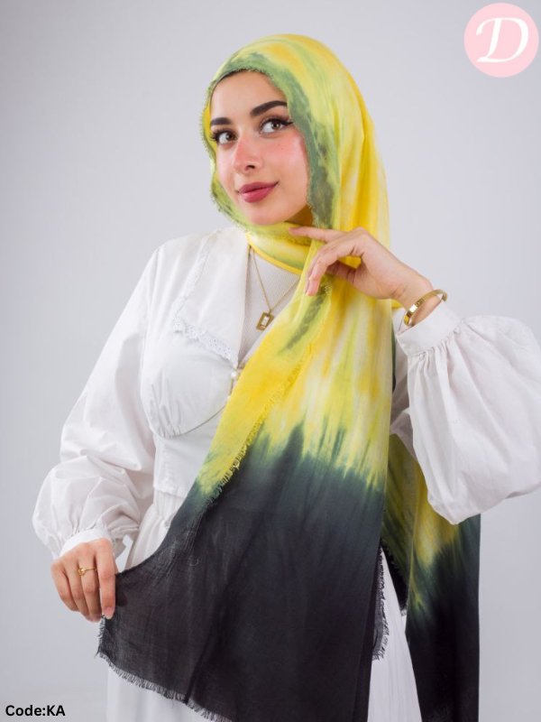 وشاح روك ستون - قطن مصبوغ بالربط - أصفر