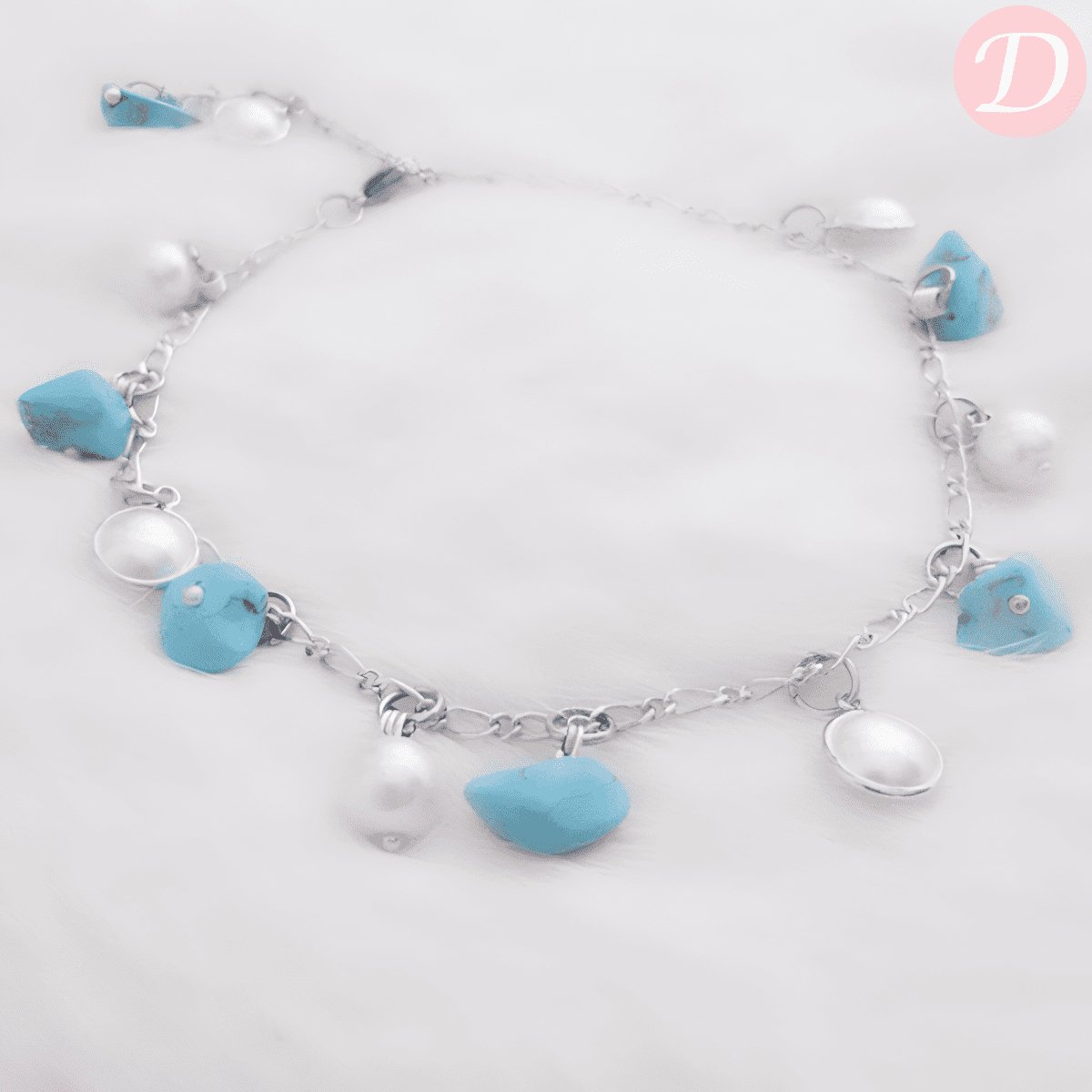 Simple pearl Anklet - Silver Plated
