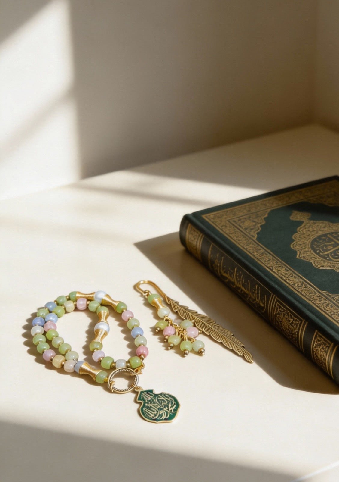 Butter Yellow Rosary with Book Separator - Agate Stones