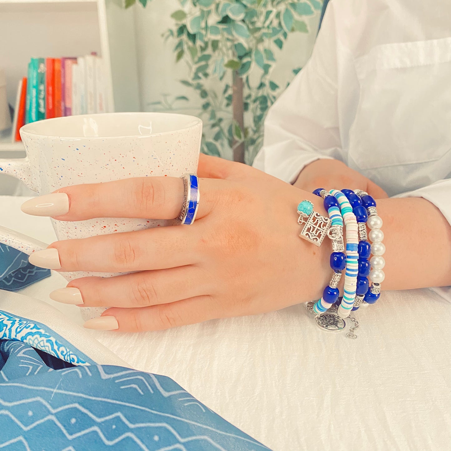 Blue Nickel Plated Copper - Pearl Set