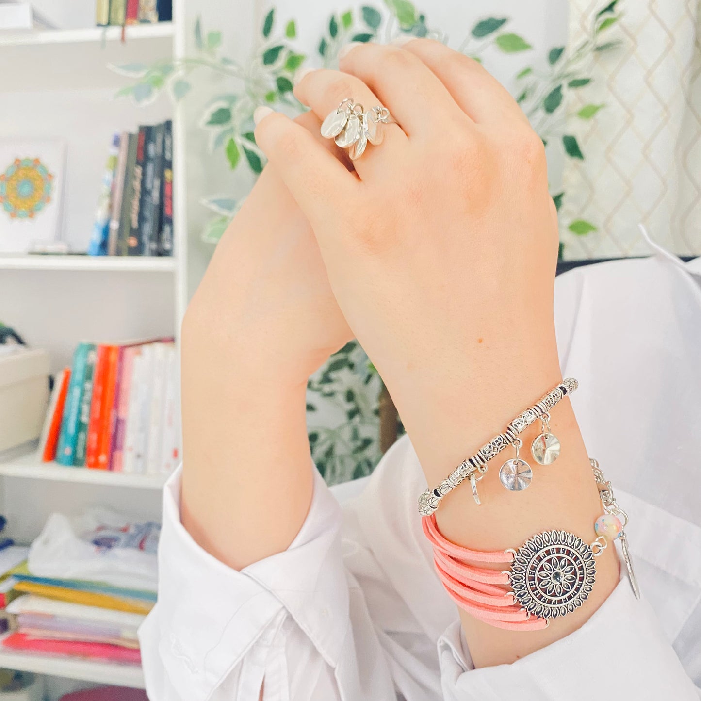 Rose Elegant Nickel - Leather Set