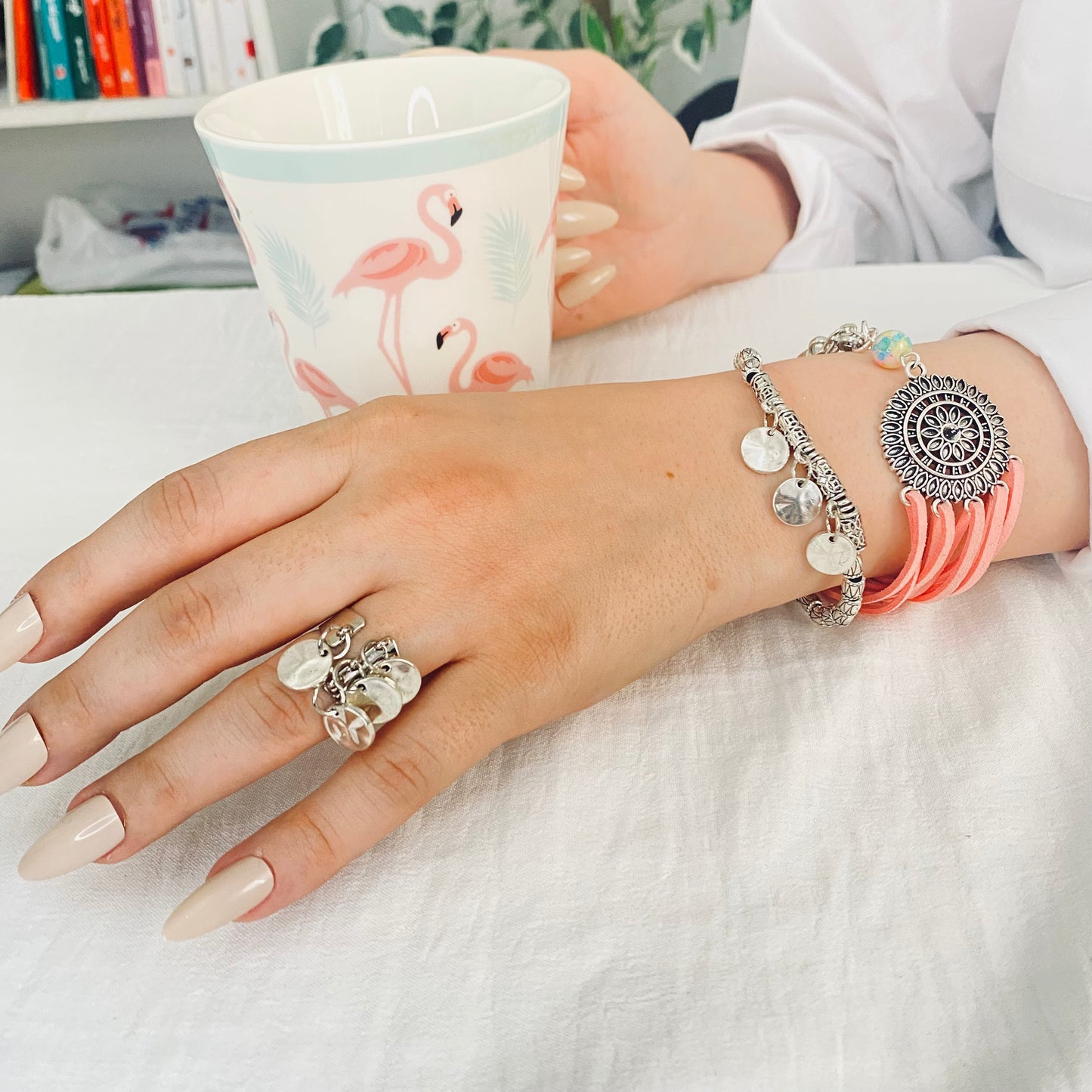 Rose Elegant Nickel - Leather Set