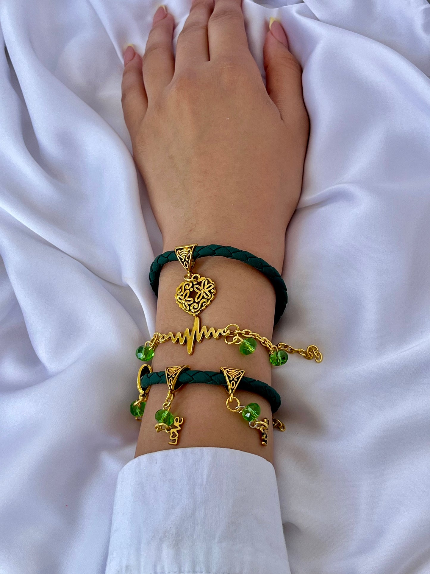Green Bracelet – Leather Set